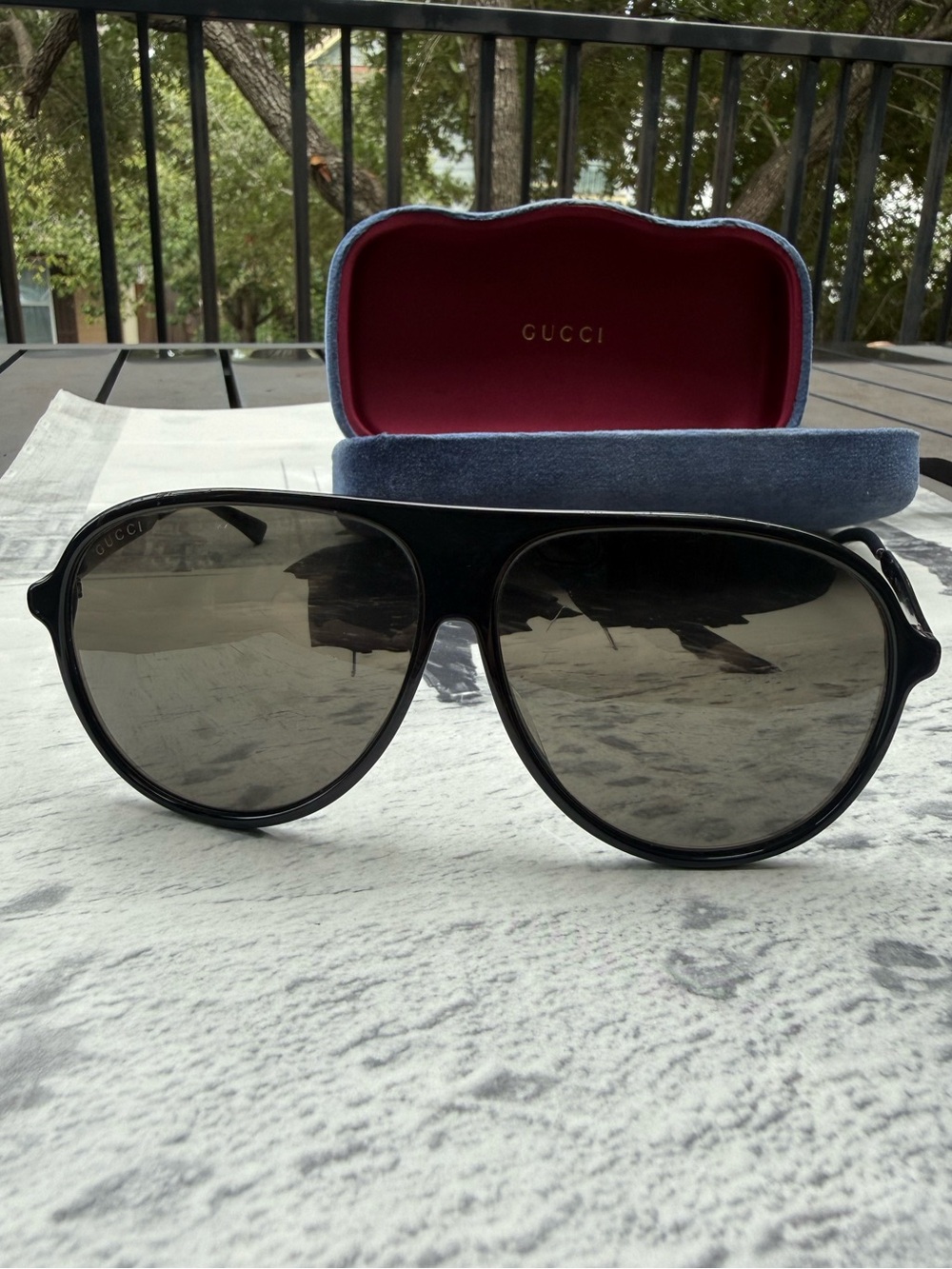 Gucci GG 0829SA 001 Mask Aviator Sunglasses Black Italian Frames